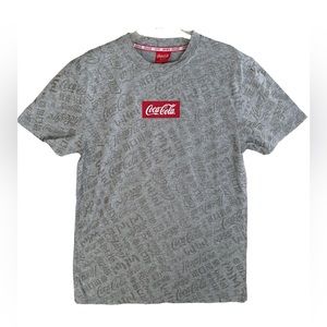 Coca Cola Men’s Grey T Shirt All Over Print Coca Cola Size Medium Aldults